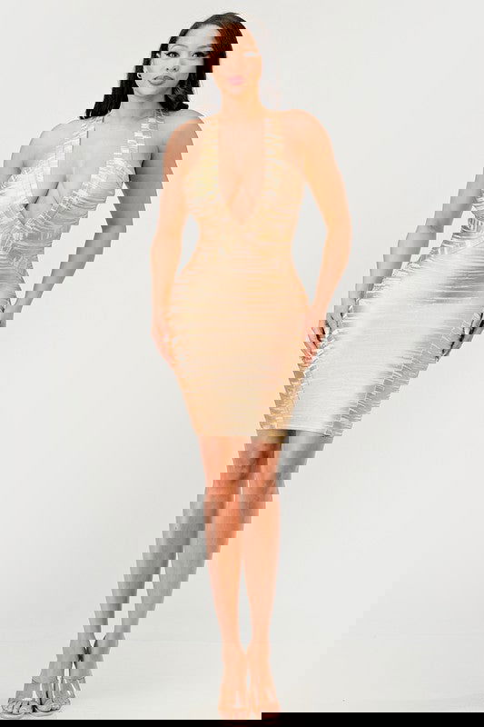 Gold Glamour Bandage  Dress - ShopEbonyMonique