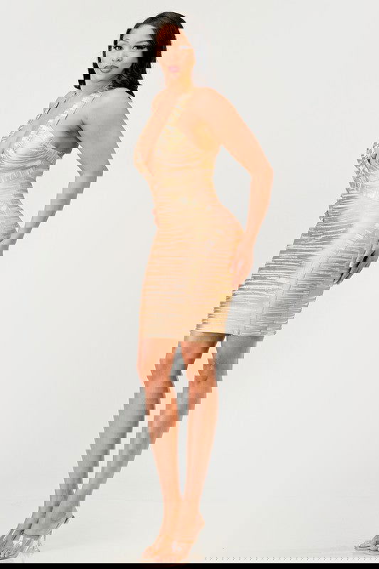 Gold Glamour Bandage  Dress - ShopEbonyMonique