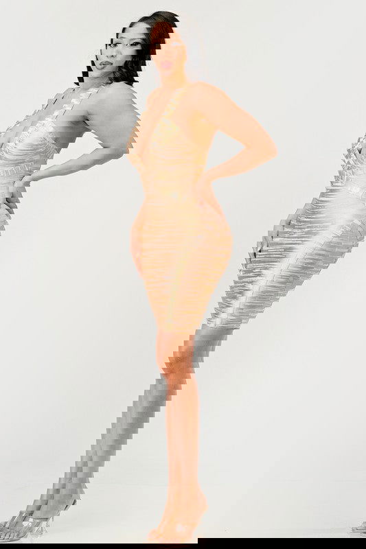 Gold Glamour Bandage  Dress - ShopEbonyMonique