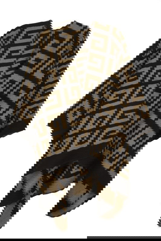 Greek Pattern Poncho - ShopEbonyMonique