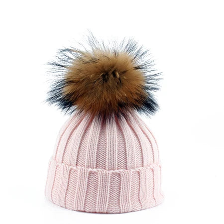 Fashion Children Winter Pompom Beanie Hat w/Scarf - ShopEbonyMonique