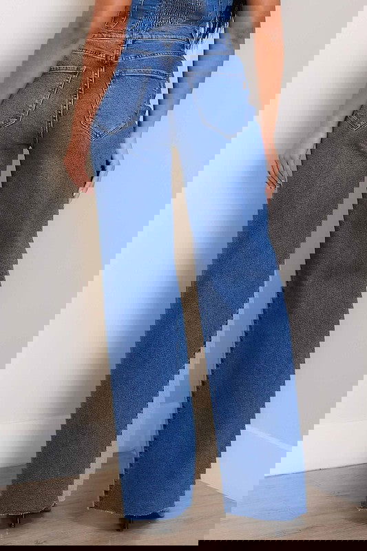 High-Rise Color Block Wide Jeans - ShopEbonyMonique