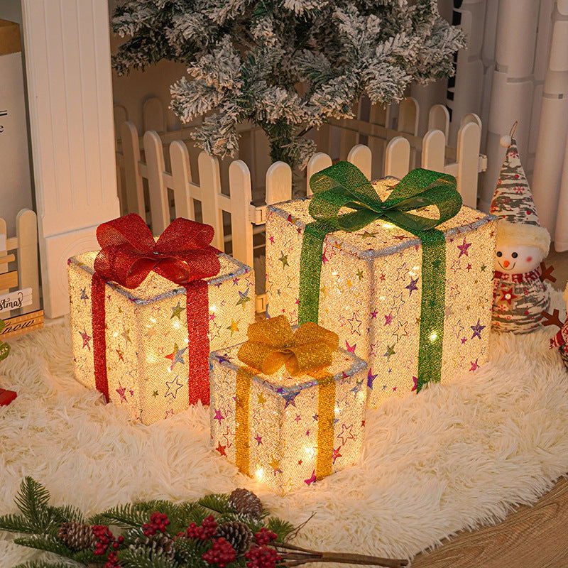 Lighted Up Outdoor Christmas Decorations Luminous Christmas Gift Box With Bow For Holiday Christmas Tree Home Yard Decor - ShopEbonyMonique