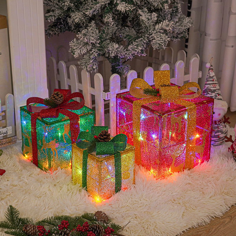 Lighted Up Outdoor Christmas Decorations Luminous Christmas Gift Box With Bow For Holiday Christmas Tree Home Yard Decor - ShopEbonyMonique