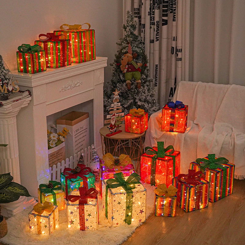 Lighted Up Outdoor Christmas Decorations Luminous Christmas Gift Box With Bow For Holiday Christmas Tree Home Yard Decor - ShopEbonyMonique