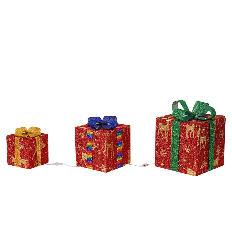 Lighted Up Outdoor Christmas Decorations Luminous Christmas Gift Box With Bow For Holiday Christmas Tree Home Yard Decor - ShopEbonyMonique