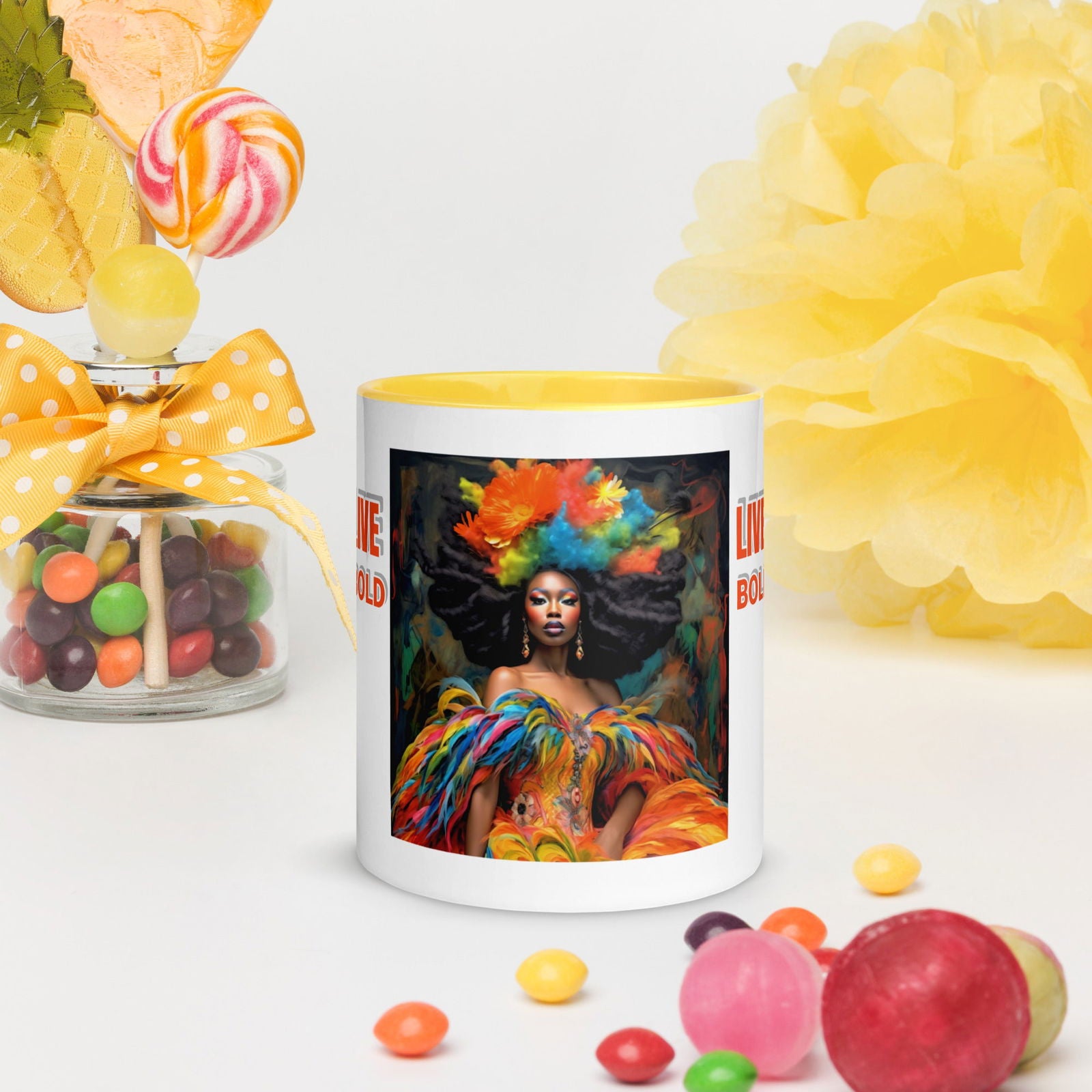 Live Bold Mug with Color Inside - ShopEbonyMonique