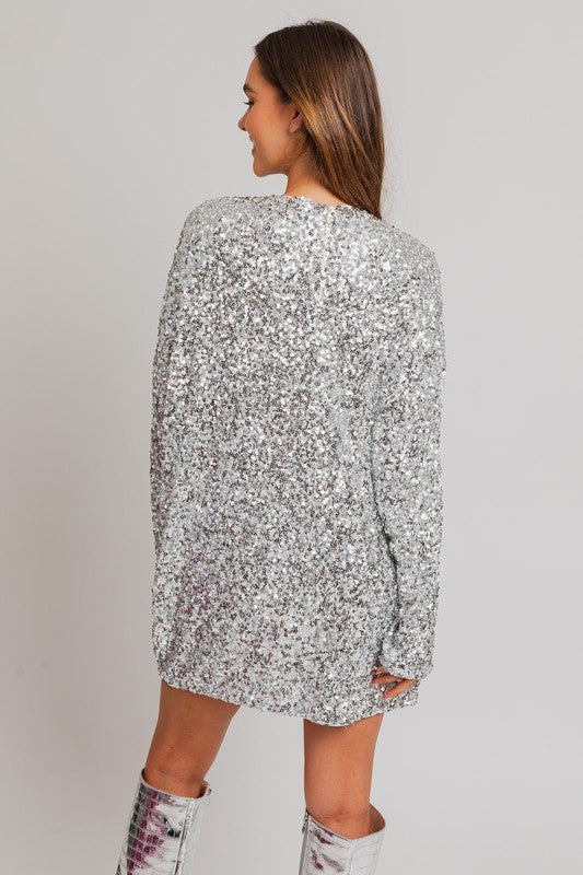 Long Sleeve Sequin Mini Dress - ShopEbonyMonique