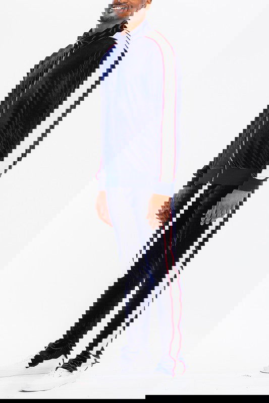 MENS VELOUR TRACK JACKET AND TRACK PANT SET - ShopEbonyMonique