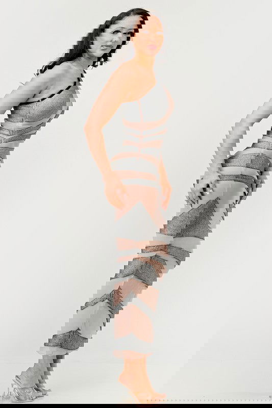 Metallic Bandage Mesh Insert Dress - ShopEbonyMonique