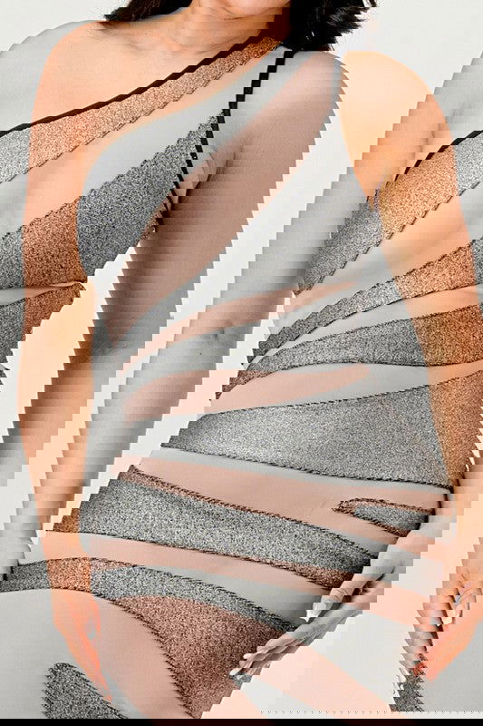 Metallic Bandage Mesh Insert Dress - ShopEbonyMonique