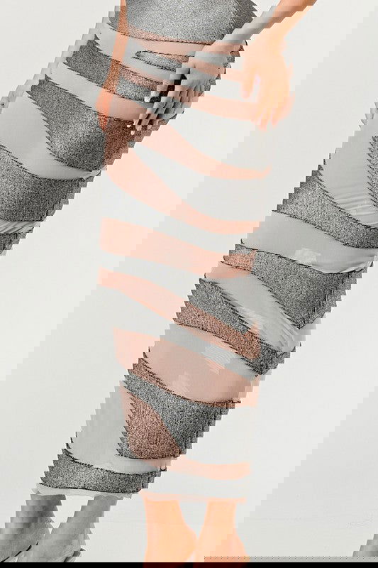 Metallic Bandage Mesh Insert Dress - ShopEbonyMonique