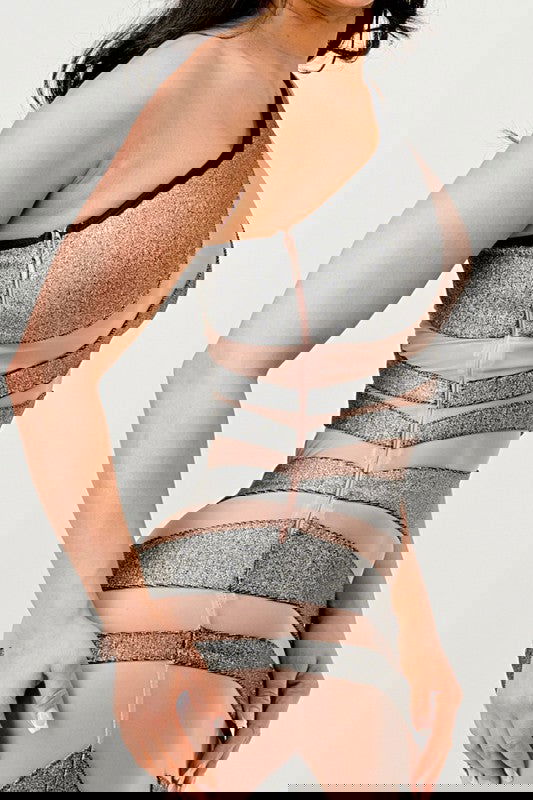 Metallic Bandage Mesh Insert Dress - ShopEbonyMonique