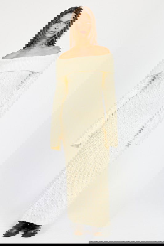 OFF SHOULDER MAXI CABLE DRESS - ShopEbonyMonique