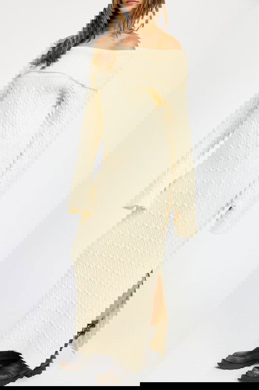 OFF SHOULDER MAXI CABLE DRESS - ShopEbonyMonique