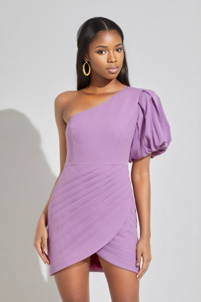 ONE SHOULDER RUFFLE DRESS - ShopEbonyMonique