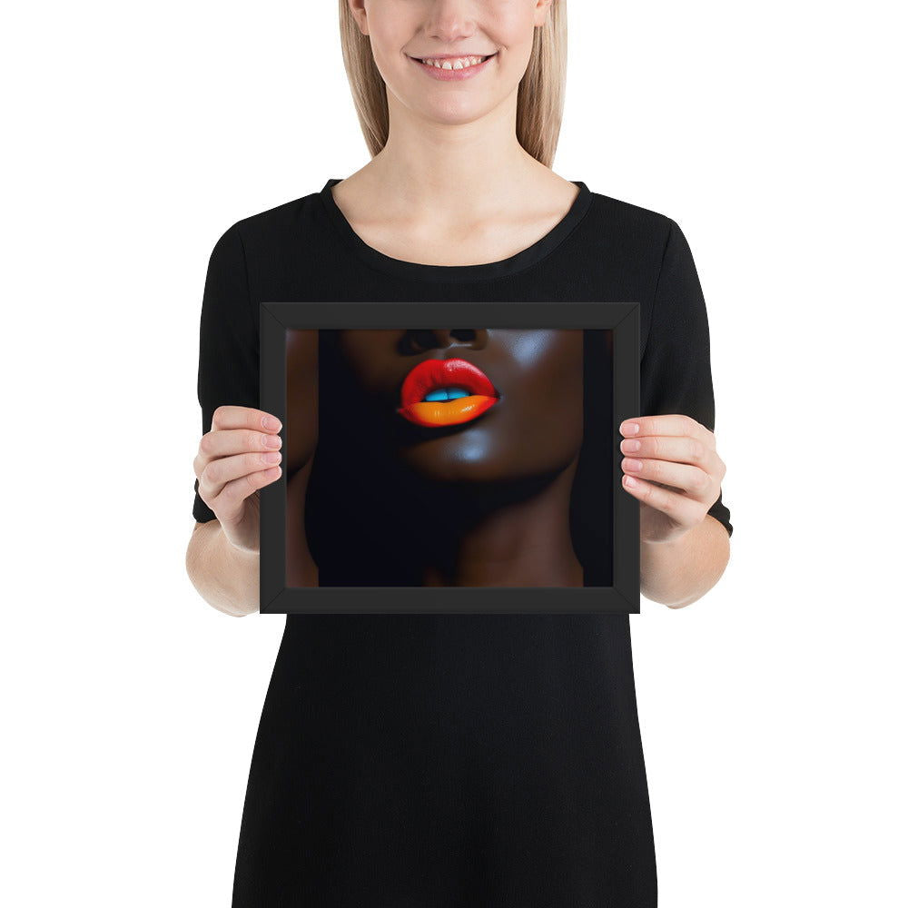 Orange Lips Framed poster - ShopEbonyMonique