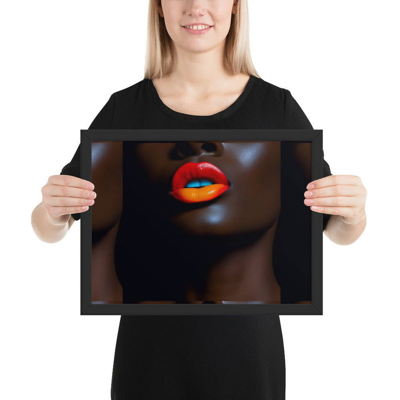 Orange Lips Framed poster - ShopEbonyMonique