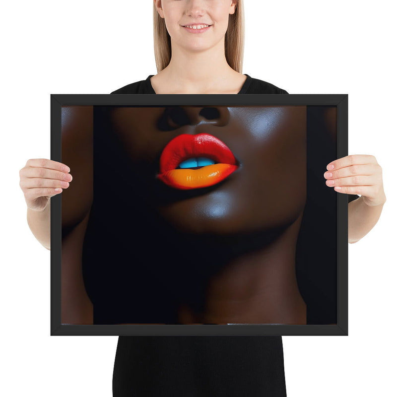 Orange Lips Framed poster - ShopEbonyMonique
