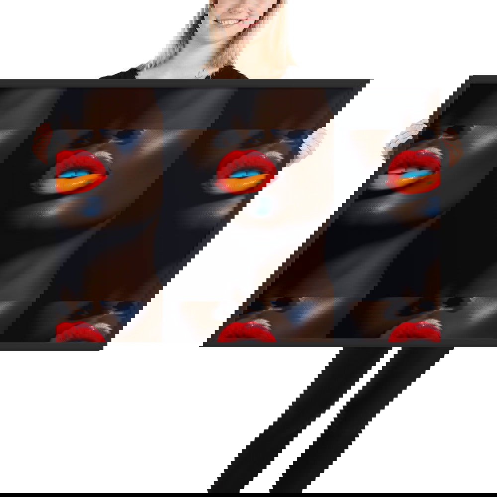 Orange Lips Framed poster - ShopEbonyMonique