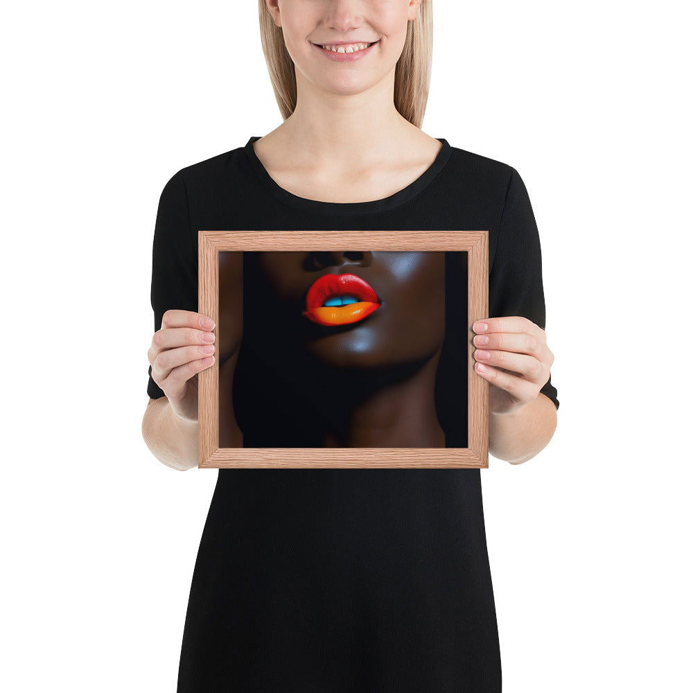 Orange Lips Framed poster - ShopEbonyMonique