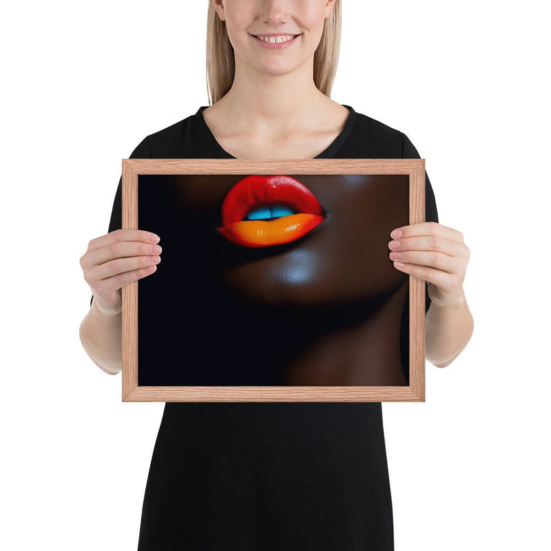 Orange Lips Framed poster - ShopEbonyMonique