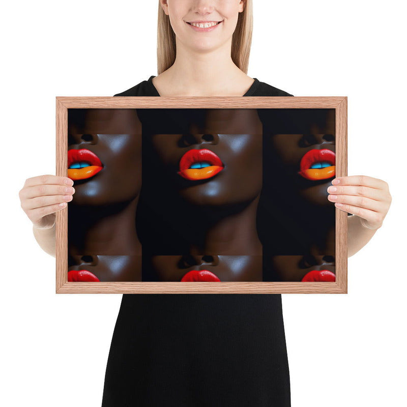 Orange Lips Framed poster - ShopEbonyMonique