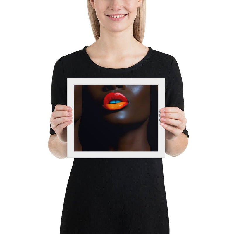 Orange Lips Framed poster - ShopEbonyMonique