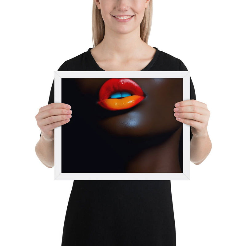 Orange Lips Framed poster - ShopEbonyMonique