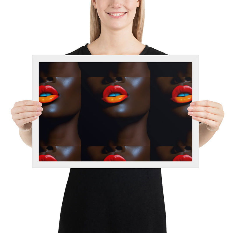 Orange Lips Framed poster - ShopEbonyMonique