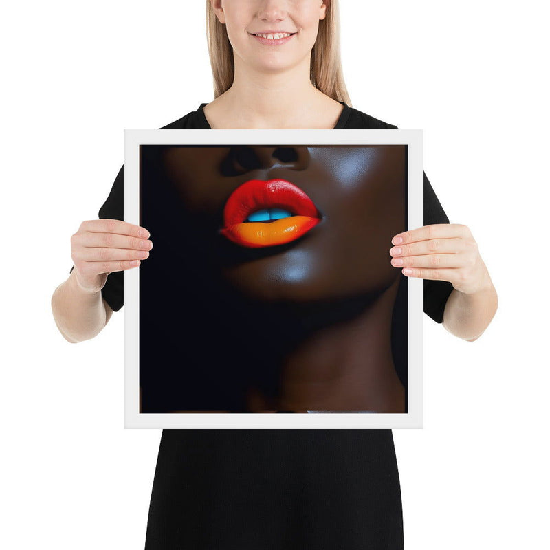 Orange Lips Framed poster - ShopEbonyMonique