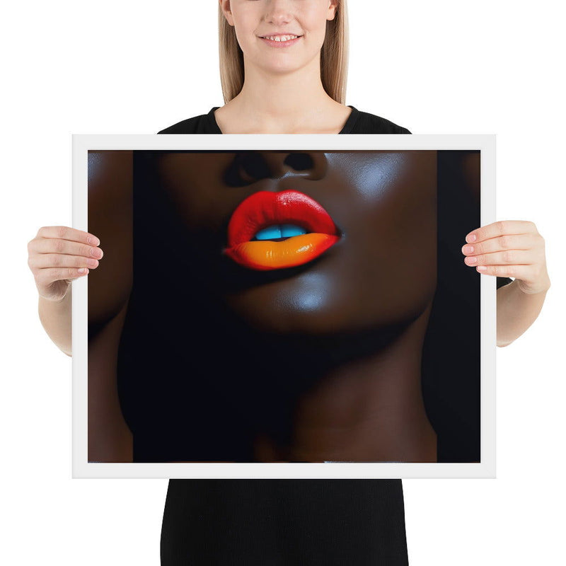 Orange Lips Framed poster - ShopEbonyMonique