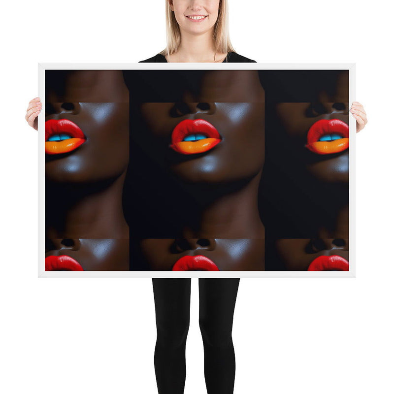 Orange Lips Framed poster - ShopEbonyMonique