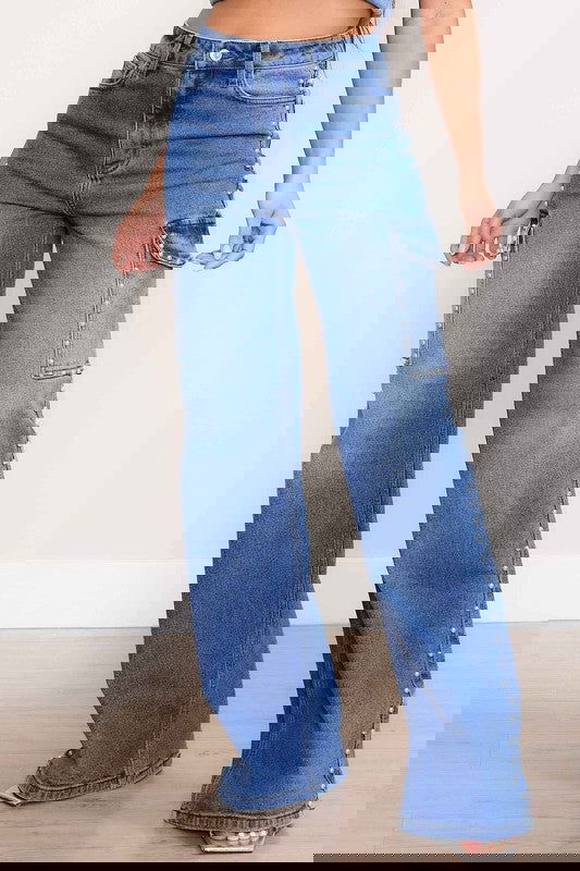 Pearl High-Rise Wide Leg Cargo Jeans - ShopEbonyMonique