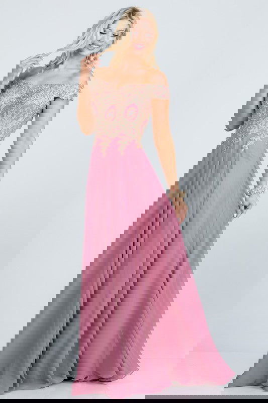 Plus Size Chiffon  Embellished Dress - ShopEbonyMonique