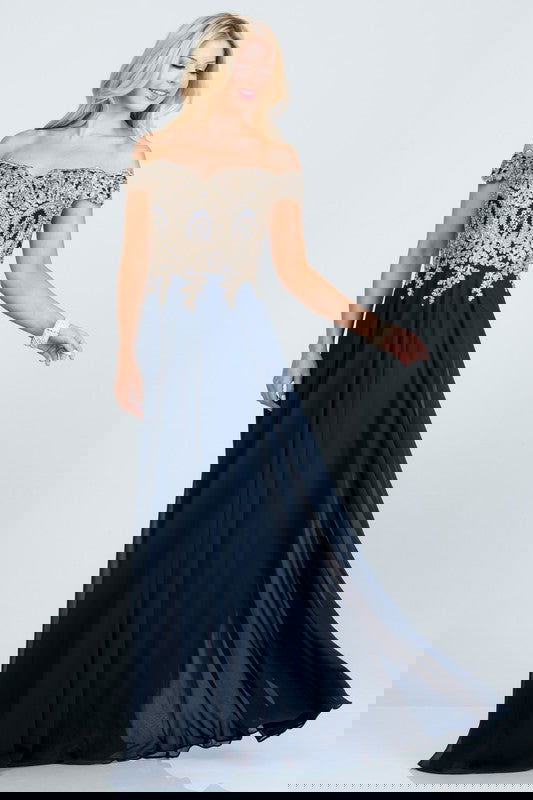 Plus Size Chiffon  Embellished Dress - ShopEbonyMonique