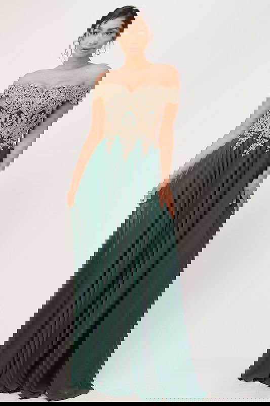 Plus Size Chiffon  Embellished Dress - ShopEbonyMonique