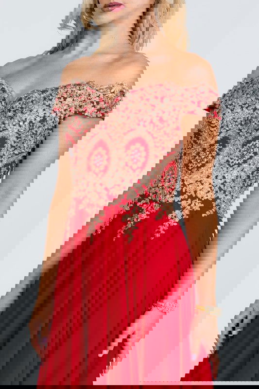 Plus Size Chiffon  Embellished Dress - ShopEbonyMonique