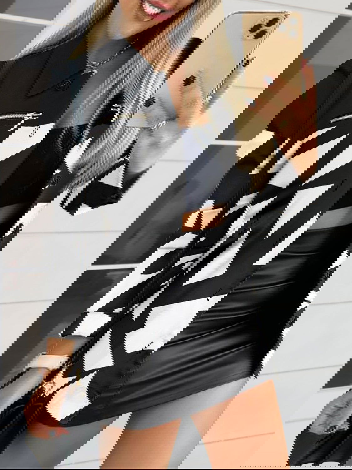 Printed Button Up Zip Detail Shacket - ShopEbonyMonique