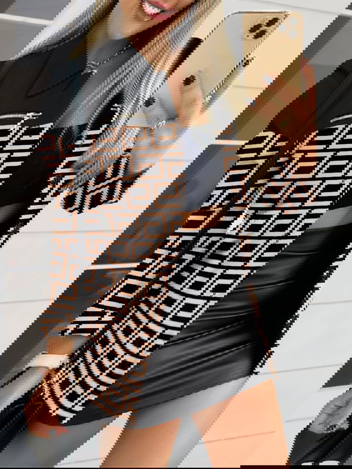 Printed Button Up Zip Detail Shacket - ShopEbonyMonique