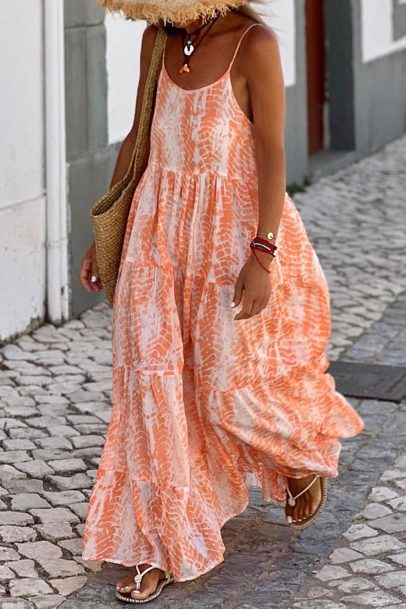 Printed Scoop Neck Maxi Cami Dress - ShopEbonyMonique