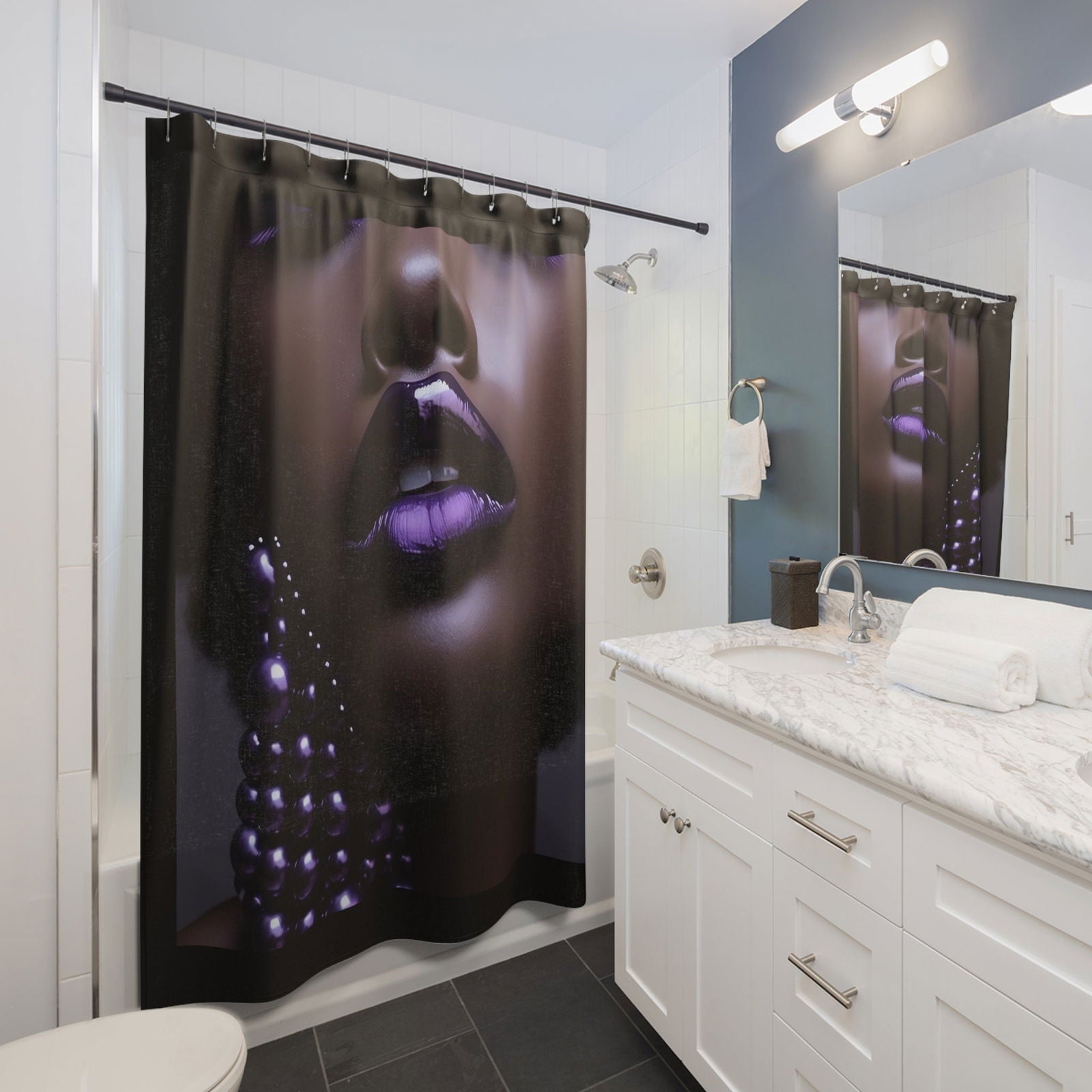 Purple Lips Shower Curtains - ShopEbonyMonique