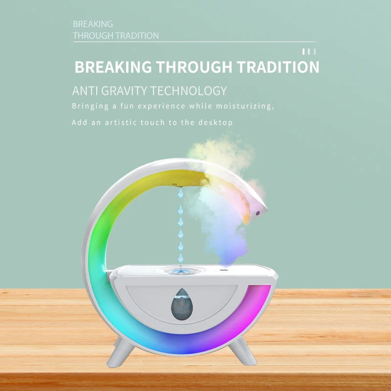 RGB Night Light Water Droplet Sprayer Anti-Gravity Air Humidifier 350ml Creative Home Office Mist Maker Diffuser Christmas Gift - ShopEbonyMonique