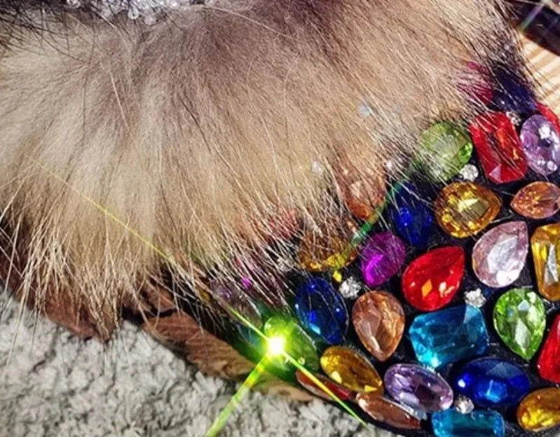 Rainbow Colors Crystal Diamond Rhinestones Ankle Boots - ShopEbonyMonique