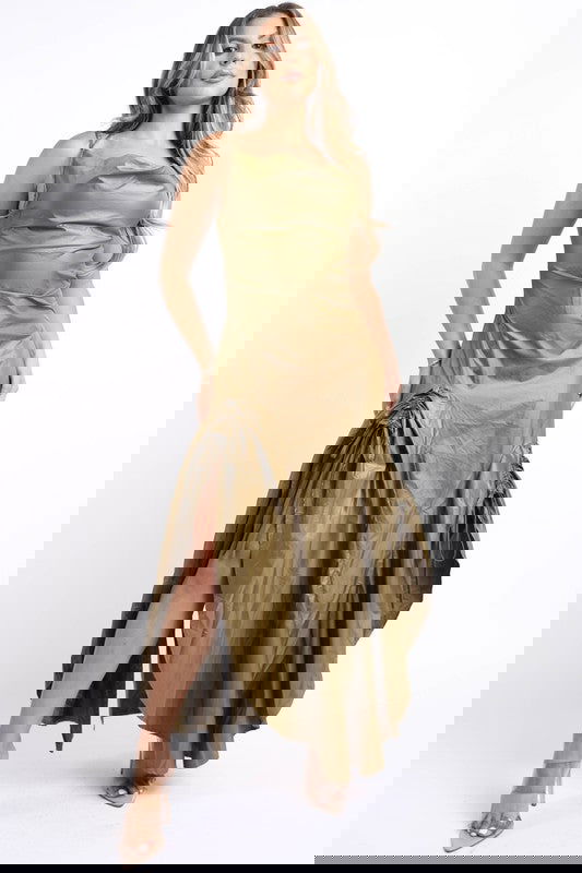 Ruched Cowl Neck Maxi Dress - ShopEbonyMonique