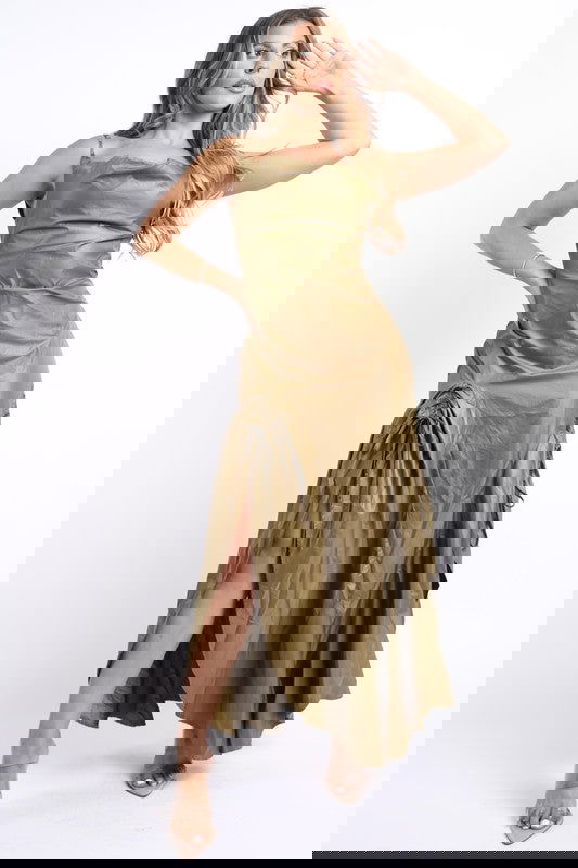 Ruched Cowl Neck Maxi Dress - ShopEbonyMonique