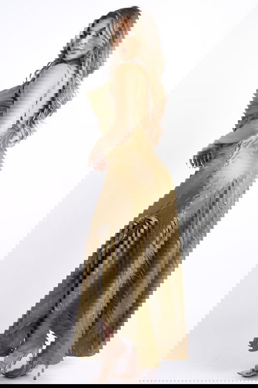 Ruched Cowl Neck Maxi Dress - ShopEbonyMonique