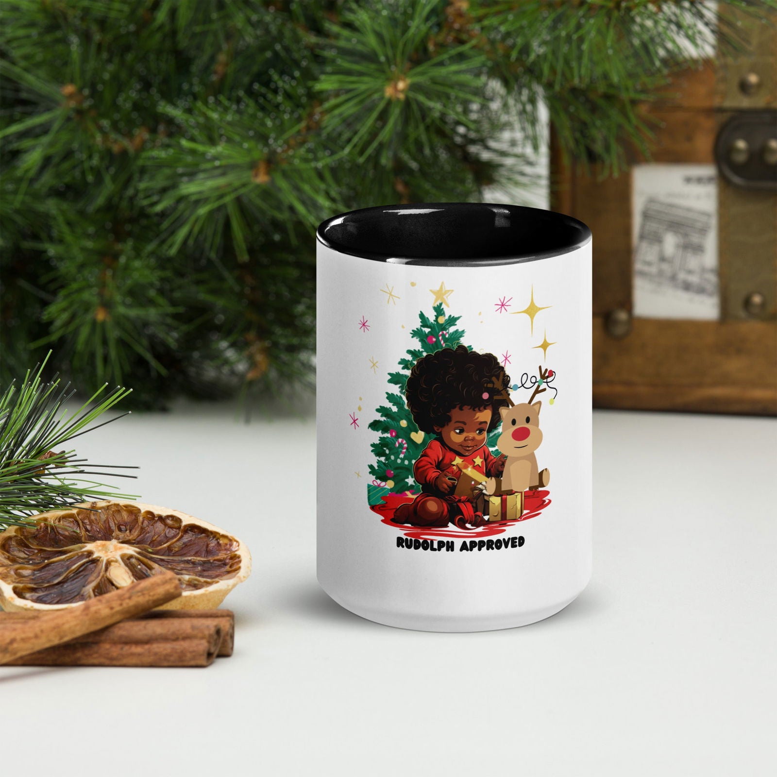 Rudolph Mug with Color Inside - ShopEbonyMonique