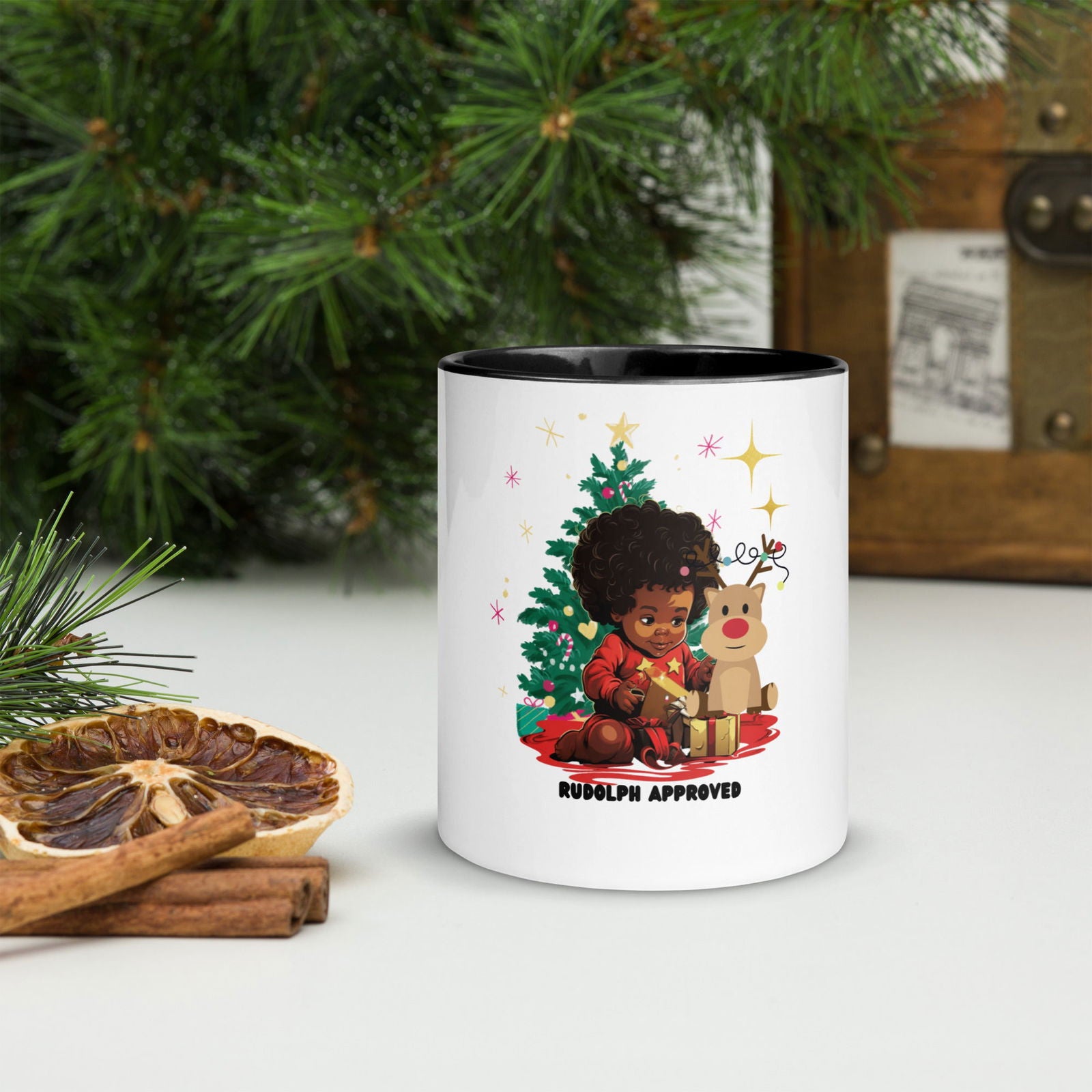 Rudolph Mug with Color Inside - ShopEbonyMonique