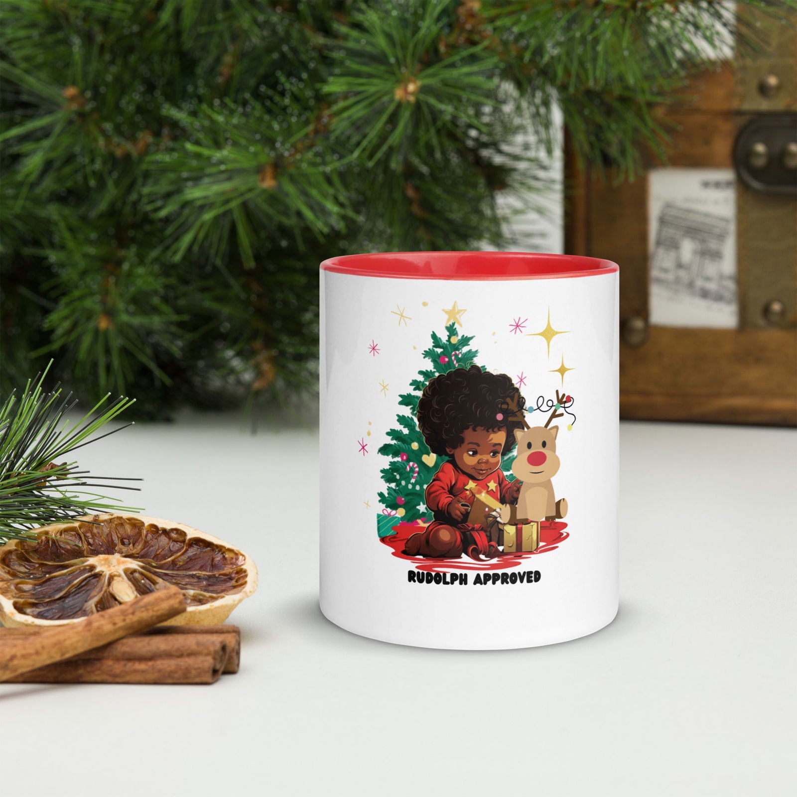 Rudolph Mug with Color Inside - ShopEbonyMonique